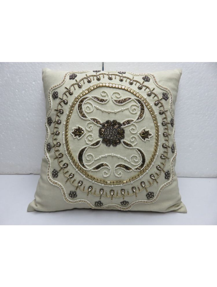Beaded Flower Cushion Cover
