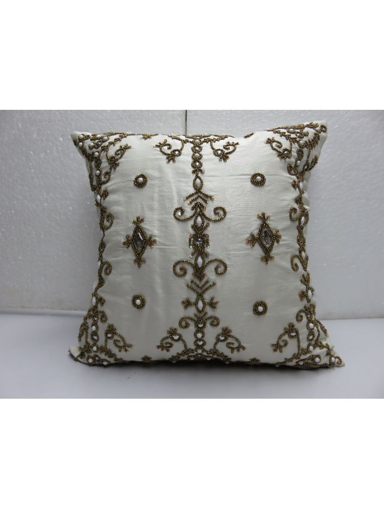 Gold & Clear Bead Cushion Cover