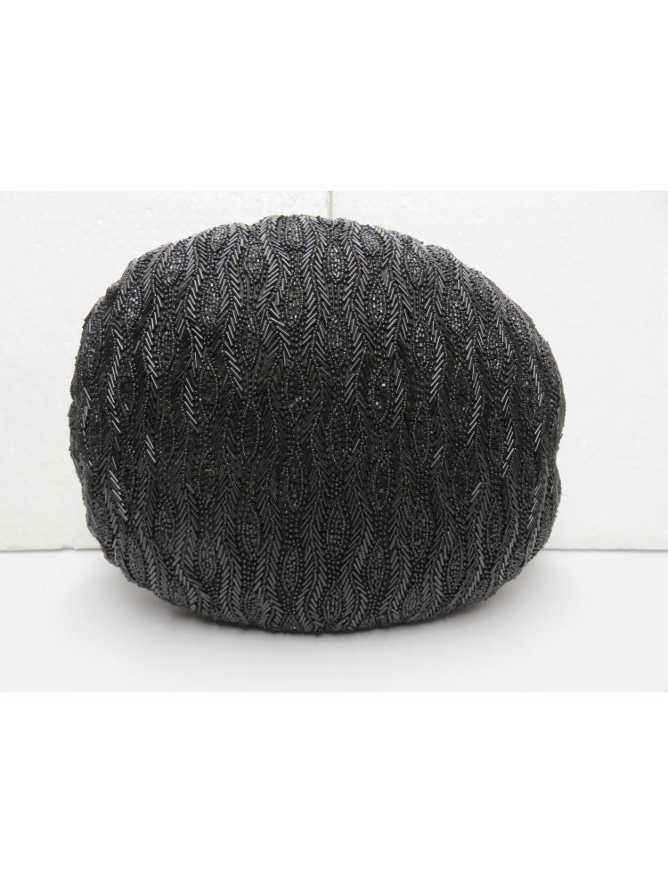 Black Round  Beaded Cushion Cover