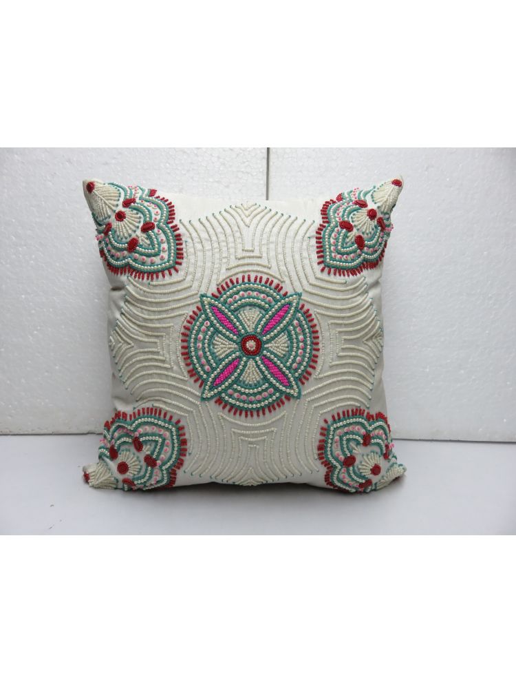 White Beaded Cushion cover