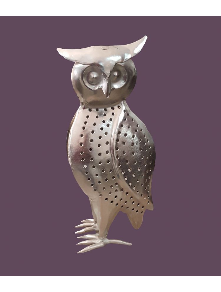 Chrome Finished Decorative Owl Shape Candle Holder