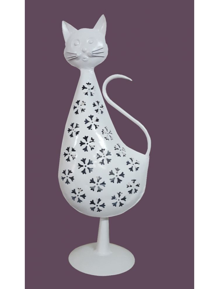 White Colored Decorative Cat Shape Candle Holder