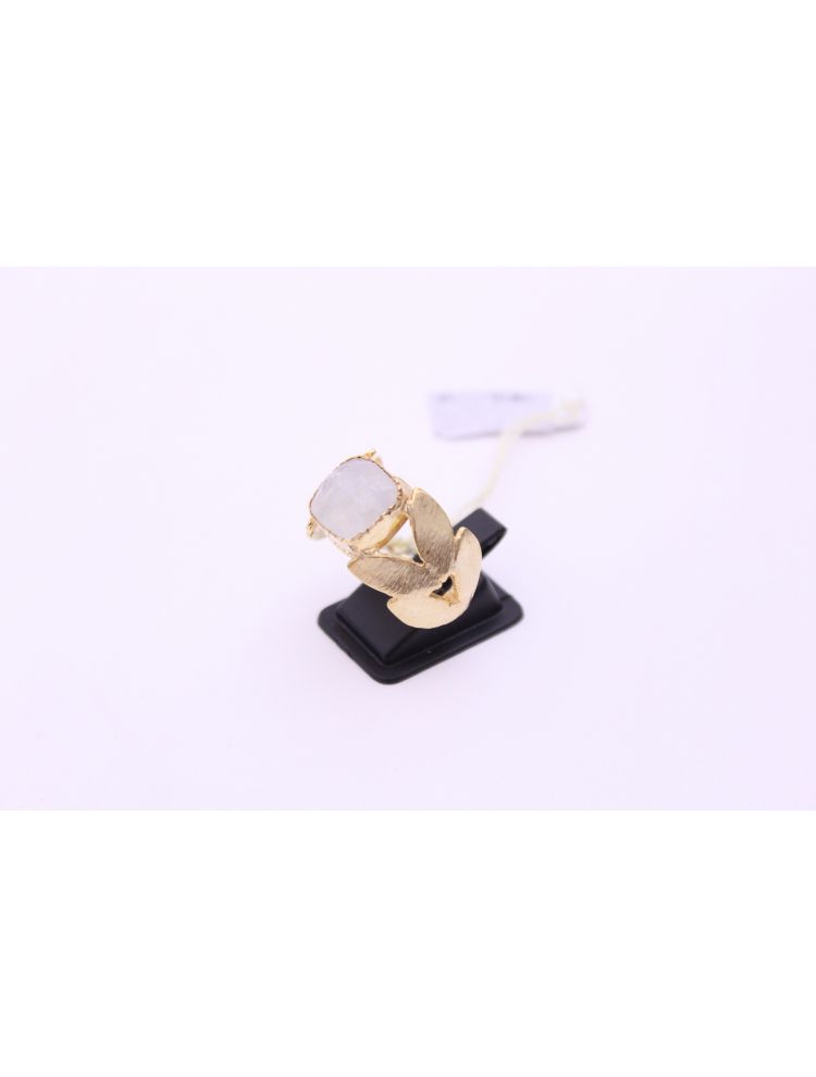 Brass Ring With White Stone